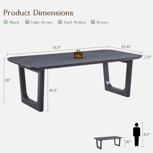 Vista 2 de ACCOHOHO Mesa auxiliar moderna de mediados de siglo para sala de estar, mesa auxiliar rectangular grande de madera de 51.2 pulgadas con patas