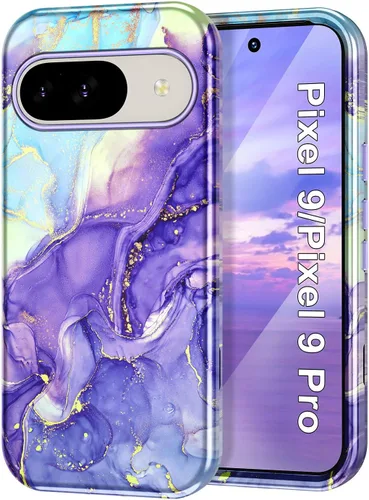 Vista 47 de Btscase Funda para Google Pixel 9 Pro 2024 [grado militar a prueba de golpes] elegante patrón de mármol delgado protector 3 capas de policarbonato
