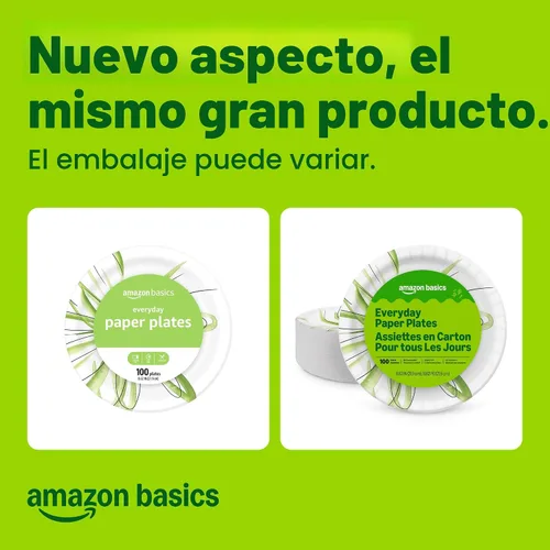 Vista 2 de Amazon Basics Platos de papel para uso diario, 8.62 pulgadas, desechables, 100