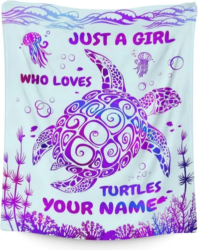 Vista 8 de Manta de tortuga para regalo, manta de 40 x 30 pulgadas, cálida, acogedora, suave, manta de regalo de tortuga marina para niñas y niños, decoración