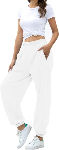 Vista 3 de HeSaYep - Pantalones deportivos de cintura alta para mujer, pantalones deportivos holgados para descansar