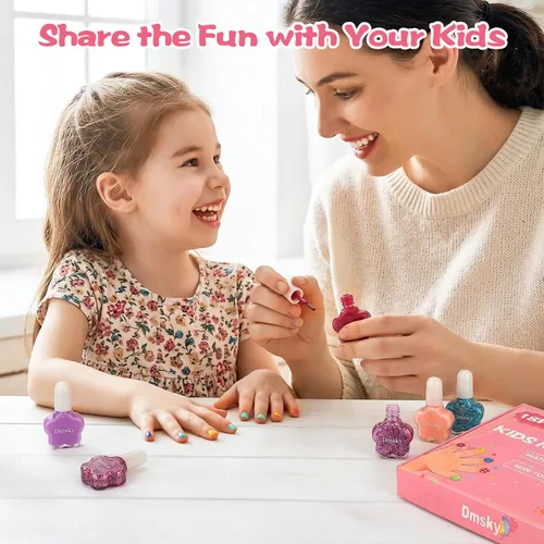 Vista 5 de Dmsky Juego de esmaltes de uñas para niños, 18 colores de esmalte de uñas pelable a base de agua de secado rápido para niños, kit de esmalte de uñas