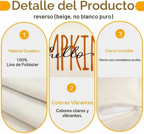 Vista 4 de Fundas de almohada de otoño de 12 x 20 pulgadas, para exteriores, Hello Crema