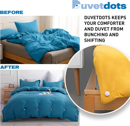 Vista 4 de Duvetdots - Clips de edredón sin llave, color beige, no necesita llaves. Paquete de 8 pasadores de ropa de cama de algodón egipcio con bloqueo