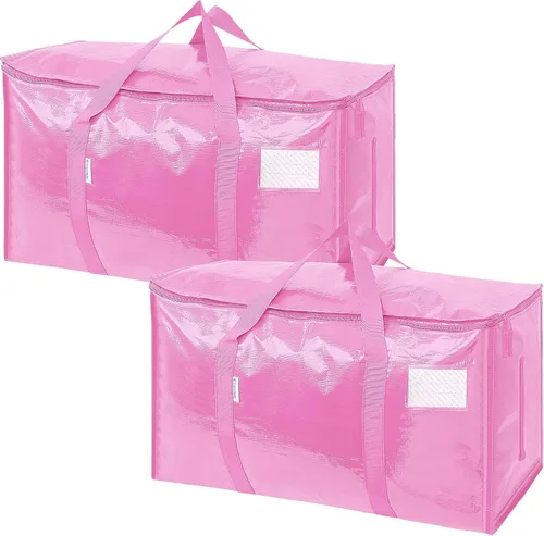 Vista 52 de TICONN Paquete de 2 bolsas de mudanza extra grandes resistentes con cremalleras y asas de transporte, bolsas de almacenamiento duraderas