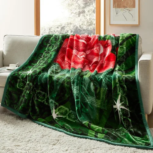 Vista 16 de Nestl Manta de Forro Polar de Terciopelo de 9 Libras Tamaño Queen - 2 Capas Pesada y Cálida Estilo Coreano - Raschel Impresa Reversible - Resistente