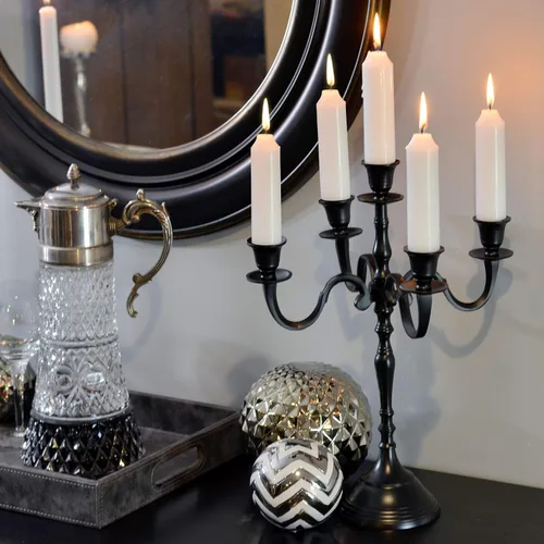 Vista 9 de Hamptons - Candelabro de cinco velas, acabado negro rústico, estilo granja
