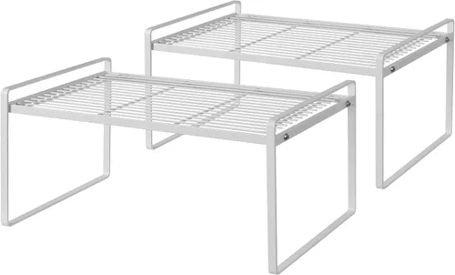 Vista 19 de Shantton Paquete de 2 estantes de gabinete de cocina, estante organizador de despensa, baño, dormitorio, oficina, mesa, escritorio, ahorro