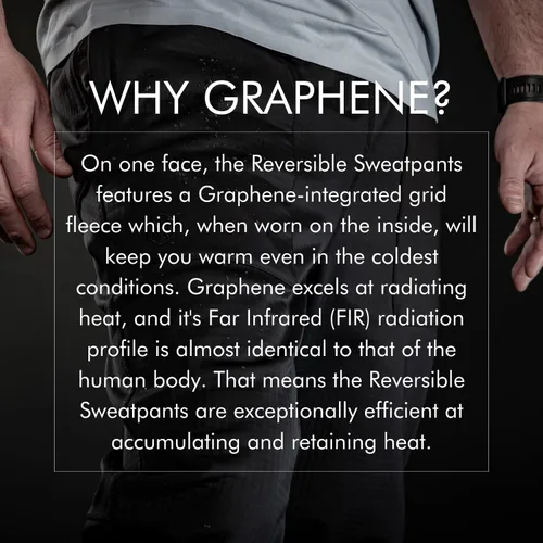 Vista 4 de GRAPHENE-X Pantalones deportivos reversibles Tela integrada de grafeno Transpirable, abrasión y resistente al agua Serie Futura, Negro