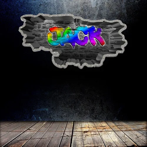 Vista 3 de Calcomanía de pared de graffiti con borde de hormigón profundo, calcomanía de vinilo personalizada (MYS107-S)