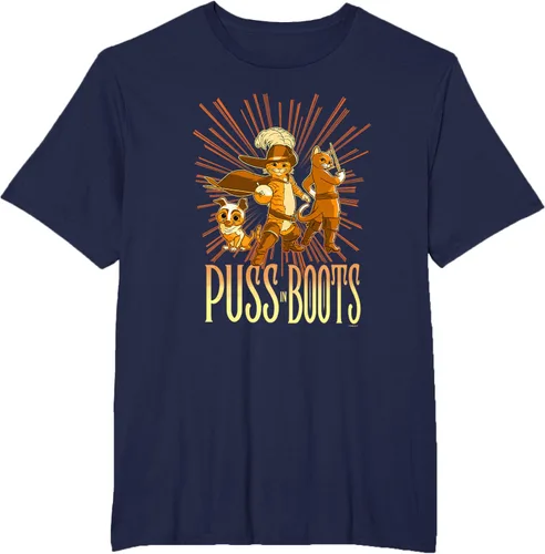 Vista 43 de DreamWorks Puss in Boots: The Last Wish Cat Trio Poster - Camiseta pequeña Negro