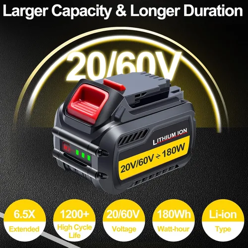 Vista 3 de EOTTK DCB609 Reemplazo para batería Dewalt de 20 V/60 V compatible con batería Dewalt Flexvolt 20V/60V