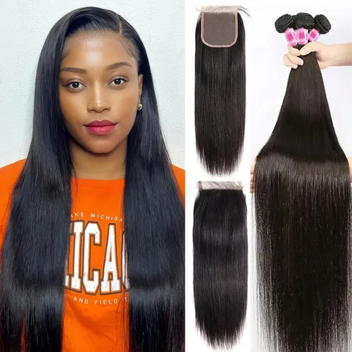Vista 38 de Paquetes Bob Liso 3 Paquetes de Cabello Humano Corto 10, 10 y 10 Pulgadas, 100% Cabello Crudo Sin Procesar, Tejido Rápido, Color Negro Natural