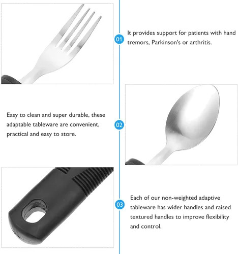Vista 9 de Adaptive Utensils Set Weighted Tableware for Arthritis, Easy-to-Hold Stainless Steel Fork, Knife, Spoon