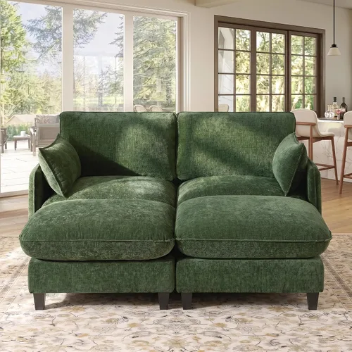 Vista 11 de WorthFurni Sofá modular modular de 105 pulgadas con asiento profundo, sofá nube en forma de L con cojines de gran tamaño y otomanas móviles, sofás