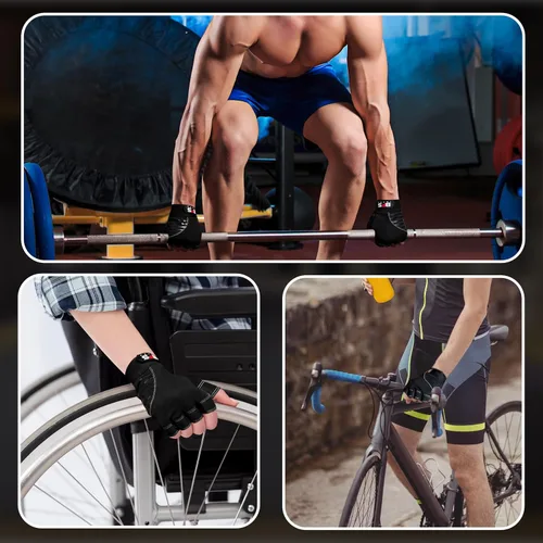 Vista 6 de Guantes de gimnasio para levantamiento de pesas, guantes de entrenamiento con protección completa de la palma, guantes de fitness transpirables