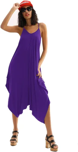 Vista 3 de Double Chic Women's Jumpsuit with Pockets V Neck Casual Spaghetti Strap Plus Size One Piece Flowy Harem Rompers