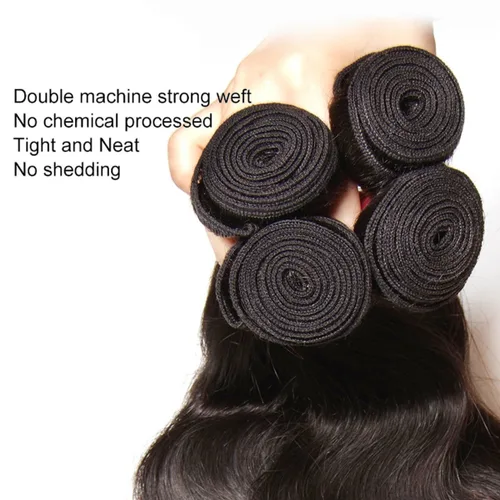 Vista 4 de Beauty Forever 3 extensiones de cabello ondulado indio, 100% sin procesar, cabello humano virgen, teje color natural, 3.35-3.53 oz/pieza (8 10 12)