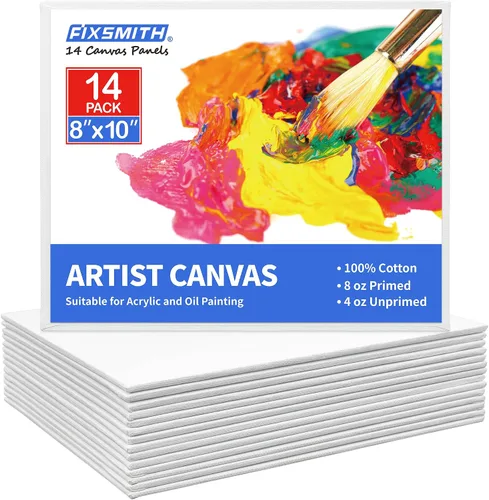 Vista 36 de FIXSMITH - Bastidores de lienzo para pintar 4x4 pulgadas, paquete súper económico de 24 mini lienzos, paneles de lienzo en blanco, 100% algodón