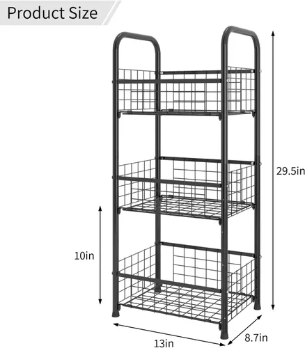 Vista 2 de PROXRACER Estante Independiente de 3 Niveles, Organizador de Estantes para Baño con Pies Ajustables, Torre de Almacenamiento de Metal y Acero