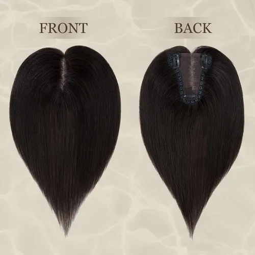Vista 5 de MY-LADY Toppers de cabello humano real para mujer, cabello humano para cabello fino de 3.1 x 3.9 in, piezas de cabello con base de encaje, sin