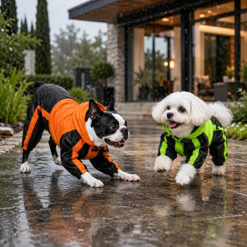 Vista 6 de Ropa para mascotas, abrigo impermeable de nailon para mascotas, chaqueta de lluvia adorable con capucha perfecta para razas de perros pequeños, Verde