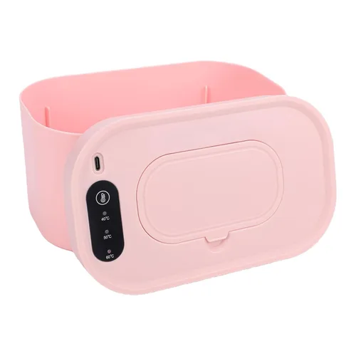 Vista 9 de Baby Wet Wipes Warmer Dispenser Top Heating Wipe Warmer Holder Holds 80 Wipes with 3 Indicator Lights (Roseate)