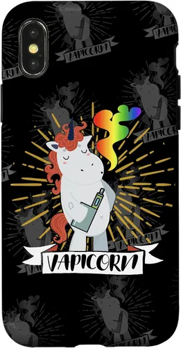 Vista 4 de iPhone 14 Vapicorn - Unicornio Vaping Divertido - Funda Rainbow Vape Clouds