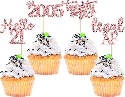 Vista 54 de Gyufise Paquete de 24 adornos negros para cupcakes de 10.º cumpleaños con purpurina negra 10 Ten Hello 10 Dights dobles desde 2015 para decoraciones