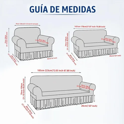 Vista 2 de FUANGUI Funda para Sofá de 1 Pieza, Funda Elástica para Sofá Estampada para Sofá de 3 Cojines con Falda Apta para Mascotas, Fundas de Sofá Lavables