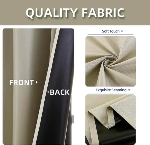 Vista 5 de Cortinas opacas 100% beige para dormitorio, cortinas de oscurecimiento de habitación de 84 pulgadas, cortinas opacas para sala de estar, cortinas