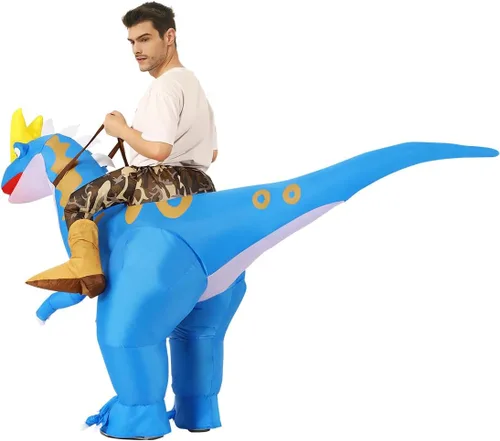 Vista 5 de GOOSH Disfraz inflable de dinosaurio para adultos, disfraz de Halloween para mujeres y hombres, divertido disfraz inflable para fiesta de Halloween