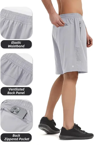 Vista 4 de Pantalones cortos deportivos para hombre, pantalones cortos de entrenamiento para correr, tenis, gimnasio, 5, 7, 9 pulgadas, cómodos, ligeros, 3