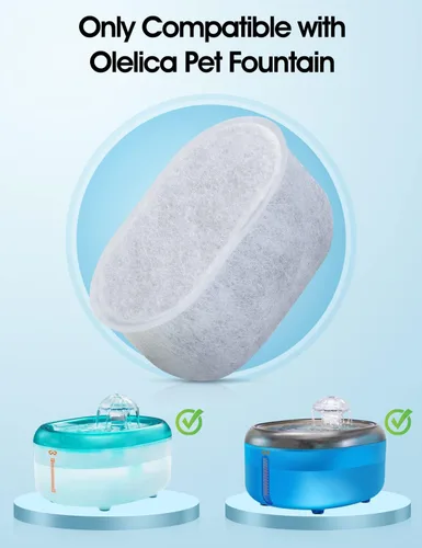 Vista 2 de Paquete de 4 filtros de repuesto, fuente de agua para mascotas de 71 oz/2 L, dispensador de agua súper silencioso para gatos