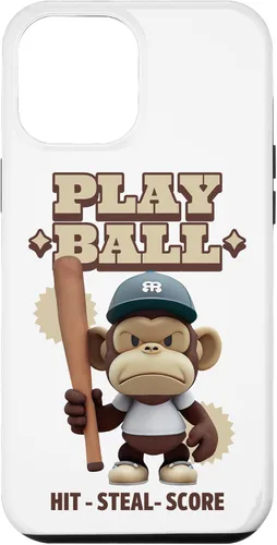 Vista 6 de Camiseta de béisbol divertida para iPhone 15, estuche PLAY BALL Slugger