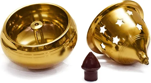 Vista 2 de SATVIK Akhand Diya - Lámpara decorativa de latón de 4 pulgadas, Akhand Jyot Diwali Dia Deepawali Puja Deepak, lámpara de aceite tradicional, diyas