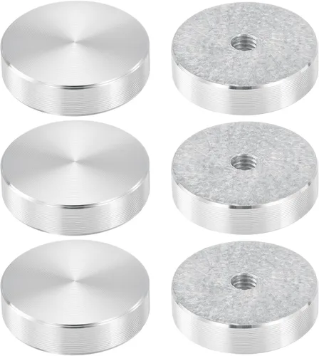 Vista 27 de uxcell M6 Rosca 0.787 in de diámetro de forma redonda de aluminio disco hardware 1pcs, aluminio círculo disco vidrio adaptador superior para mesa