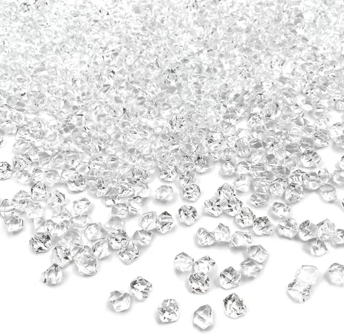 Vista 20 de Cubitos de hielo falsos, 1000 piezas de rocas de hielo acrílicas para centros de mesa, 0.433 x 0.551 in de dispersión de mesa de hielo artificial
