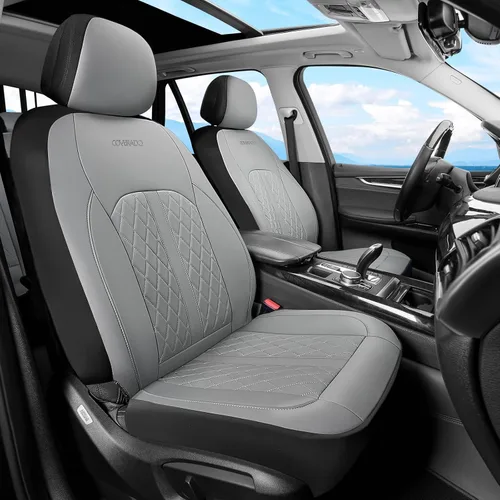 Vista 13 de Coverado Fundas universales de cuero para asientos delanteros, paquete de 2 fundas de asiento para SUV, camioneta, sedán, interior de vehículos