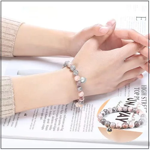Vista 2 de LIU JUN Get Well Soon Gifts -Natural Stone Healing Relaxation Bracelets,8mm Anti-Anxiety Crystal Stone Yoga Beads, Stress Relief Stretch Bracelets