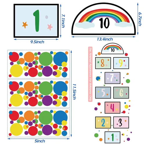 Vista 3 de Calcomanías de pared con 10 números, juego de remolacha, calcomanías de pared de colores primarios, juego de calcomanías de pared