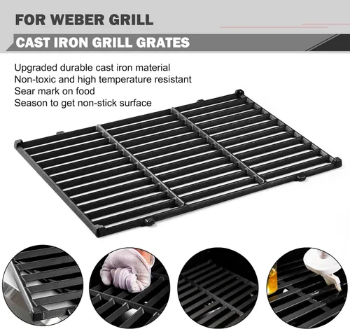 Vista 4 de 7638 Spirit Grill Rejillas de repuesto para Weber Spirit II E-310 E-330 GS4 Parrilla Weber Spirit E310 Grill Grate 300 Series 65906 Rejillas