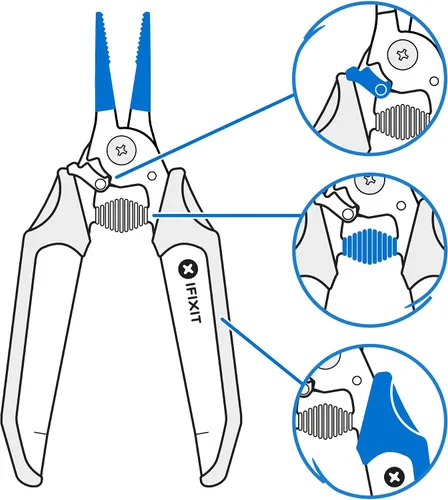 Vista 3 de iFixit Alicates de punta de aguja mandible, punta fina para reparaciones