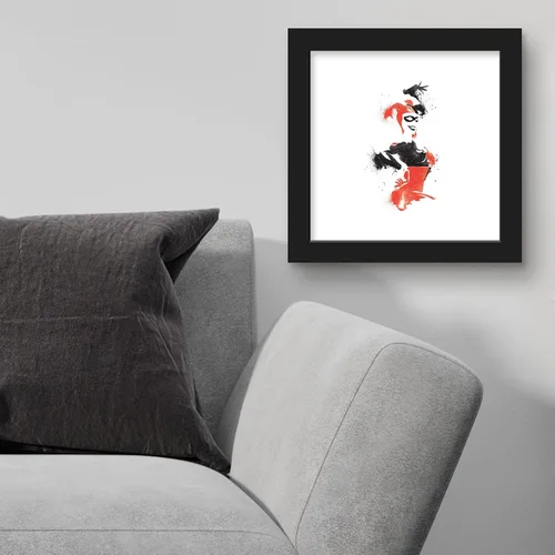 Vista 3 de Trends International Gallery Pops DC Comics Harley Quinn - Arte de pared clásico de Harley, versión enmarcada en negro, 12 x 12 pulgadas