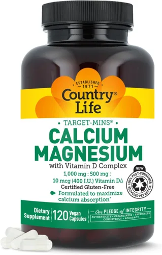 Vista 10 de Country Life Target-Mins Calcio Magnesio con Vitamina D, 240 Cápsulas