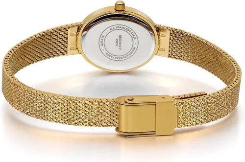 Vista 4 de BERNY Relojes de oro vintage para mujer, elegante reloj de pulsera ovalado para mujer, relojes analógicos de cuarzo para mujer, 3ATM resistente al