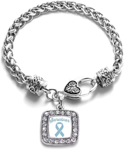 Vista 20 de Pulsera de dijes cuadrados de plata con joyería de circonita cúbica