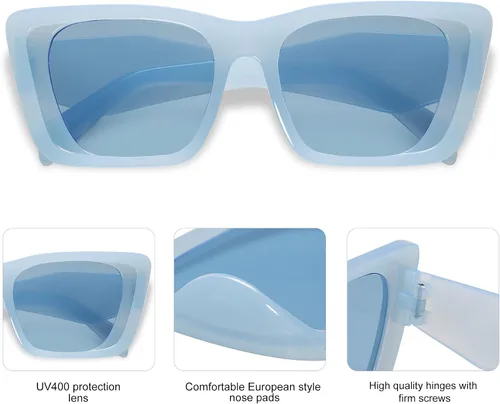 Vista 5 de Allarallvr Cat Eye Sunglasses for Women Men Retro Trendy Frame Square Shades AR82101