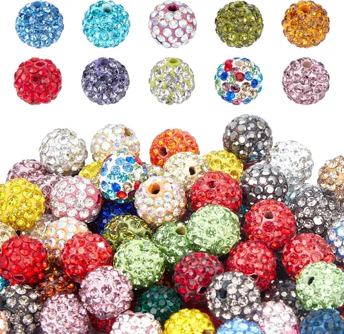 Vista 14 de PH PandaHall - 240 piezas de cuentas de strass en 24 colores, cuentas de cristal de 10 mm, cuentas de bola de discoteca con strass, cuentas