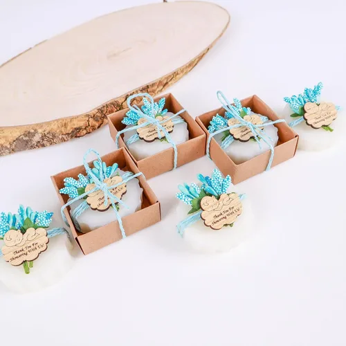 Vista 5 de HTF - Paquete de 10 decoraciones de baby shower, regalos de baby shower, mini jabón vegano perfumado hecho a mano, baby shower para niños